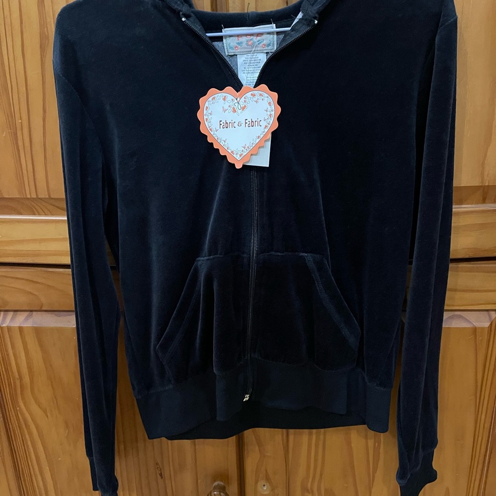 New! F & F Black Velour Hoodie